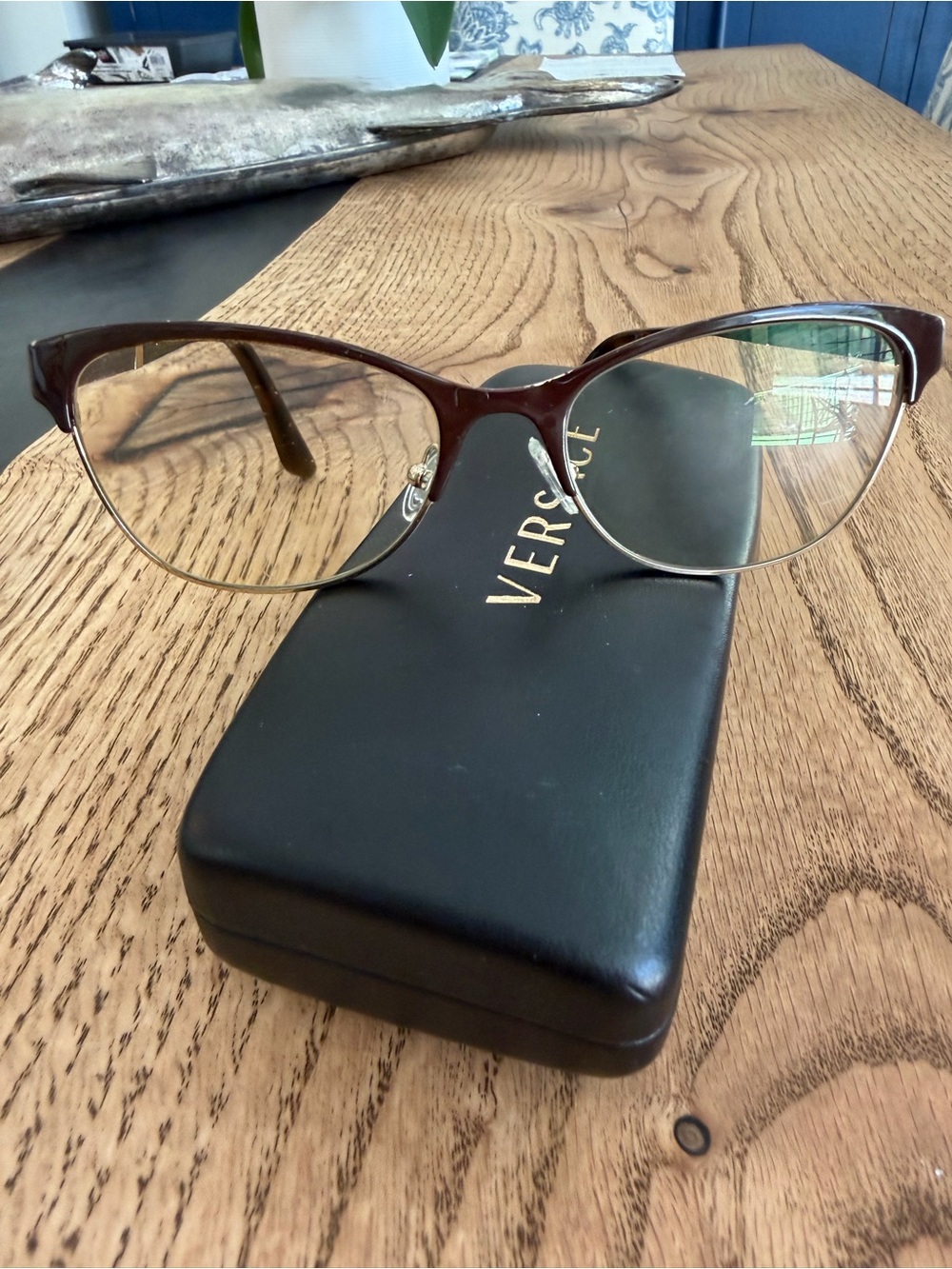 Versace woman’s Brown and Gold Semi-Rimless Fram for prescriptions glasses 👓